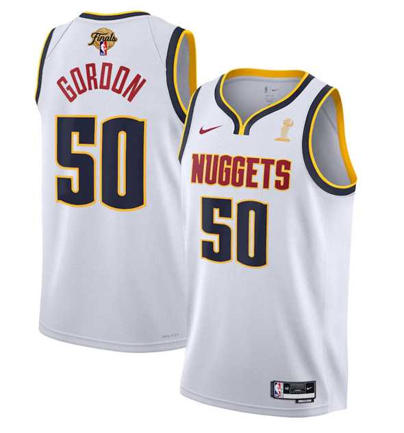 Mens Denver Nuggets #50 Aaron Gordon White 2023 Finals Association Edition Stitched Basketball Jersey